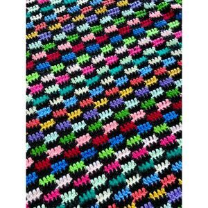Handmade crochet blanket afghan black multicolor 63 x 58